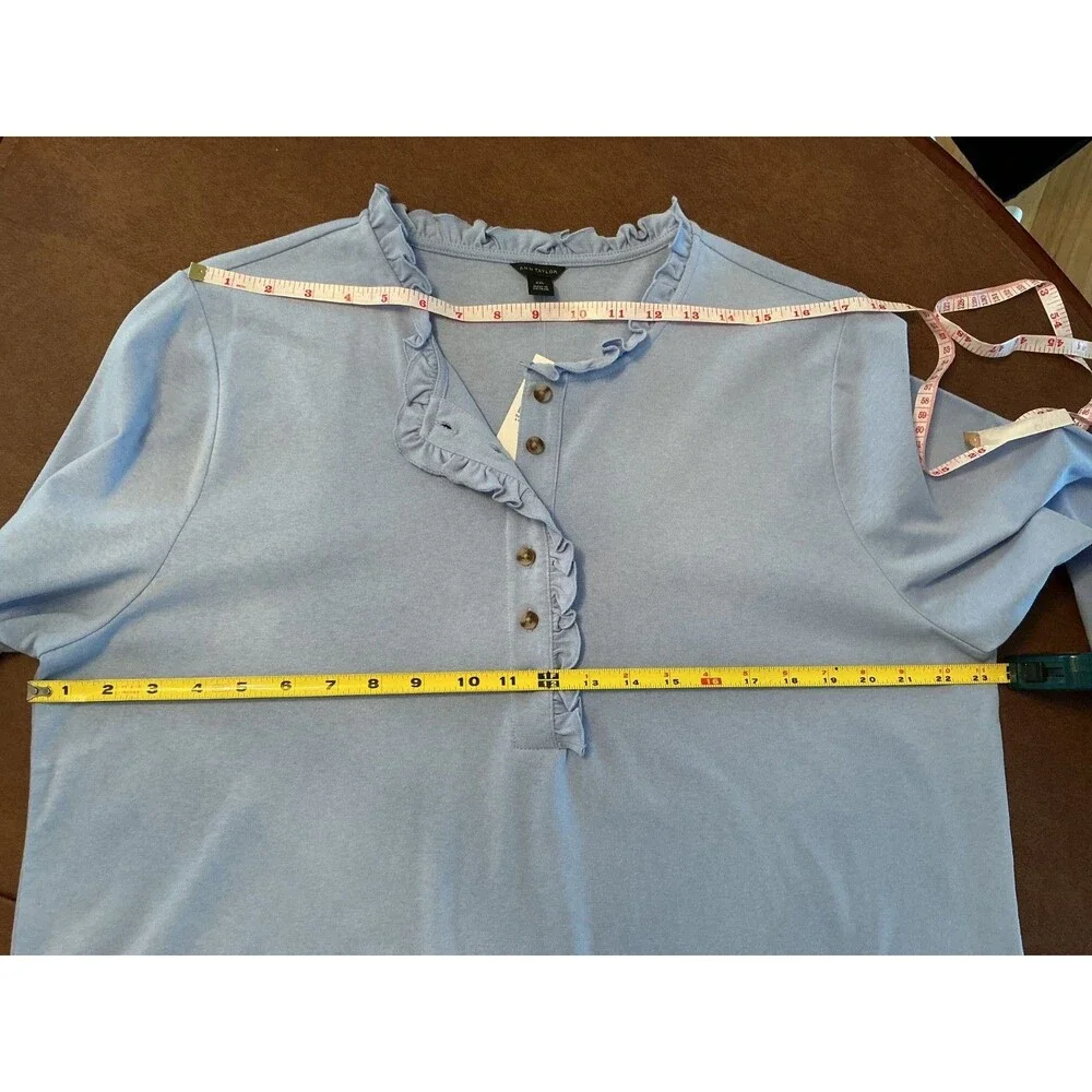 Ann Taylor Casual womens top sky blue NWT, Sz XXL, 100% cotton, long sleeves. k